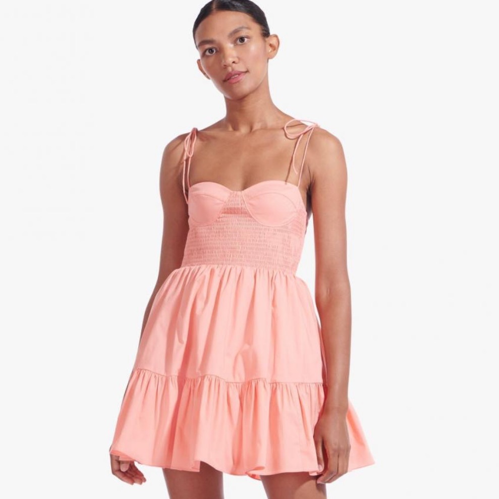Nwt Staud Mini Landry Dress Size Small In Grapefruit
